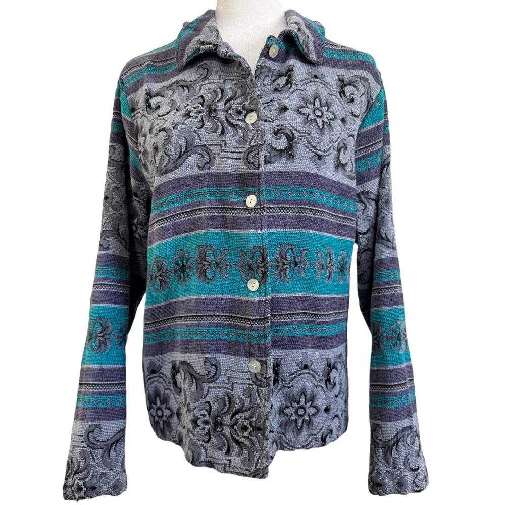 Coldwater Creek Women’s Turquoise & Gray Tapestry Jacket - Size 1X!
